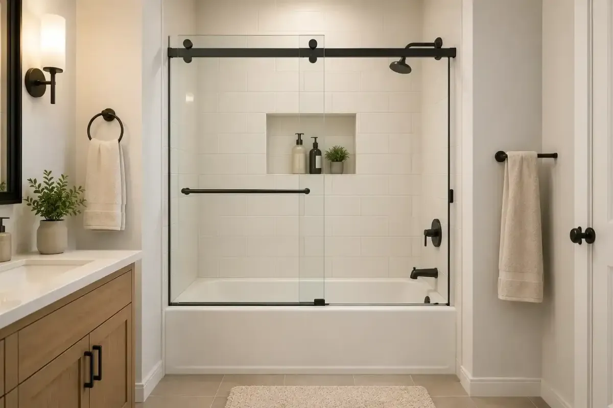 Tub sliding glass doors
