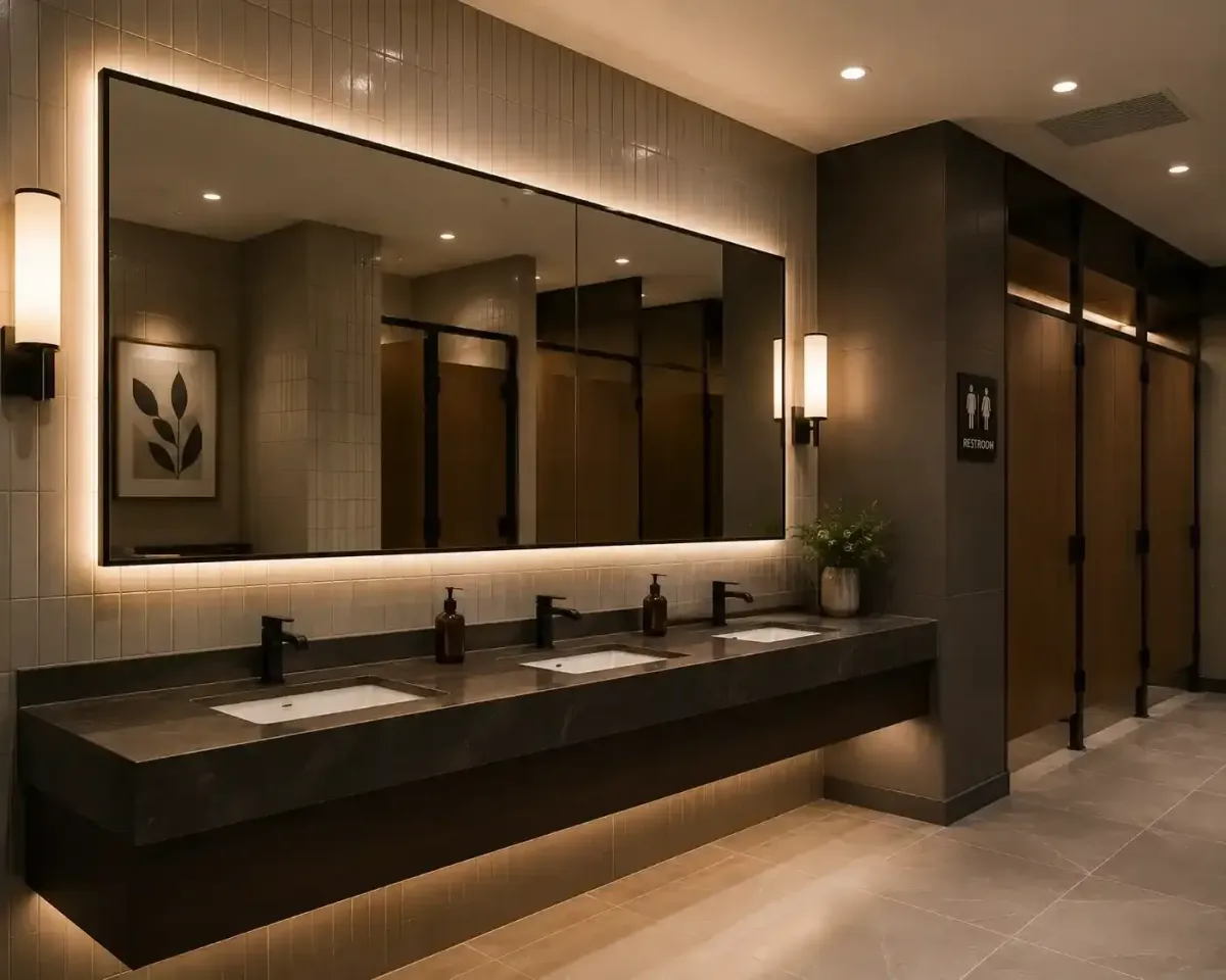 Commercial restroom mirrors