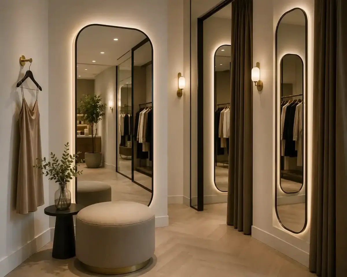 Boutique fitting room mirrors