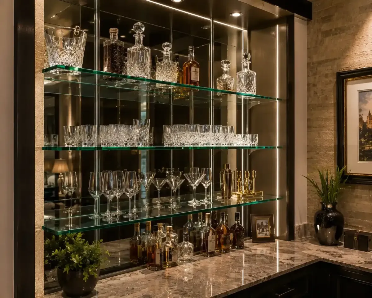 Custom glass shelving
