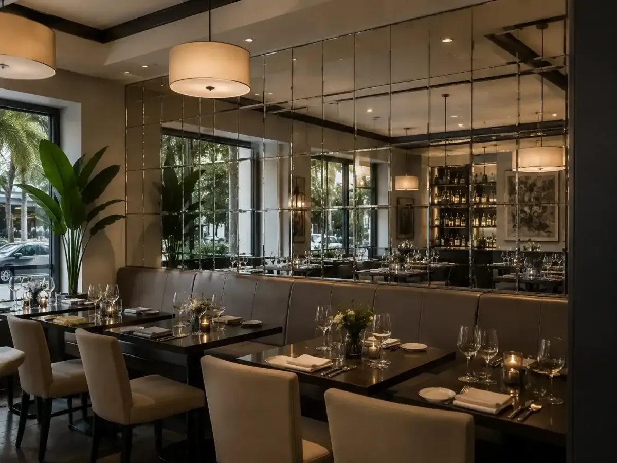 Mirrored wall tile restaurant