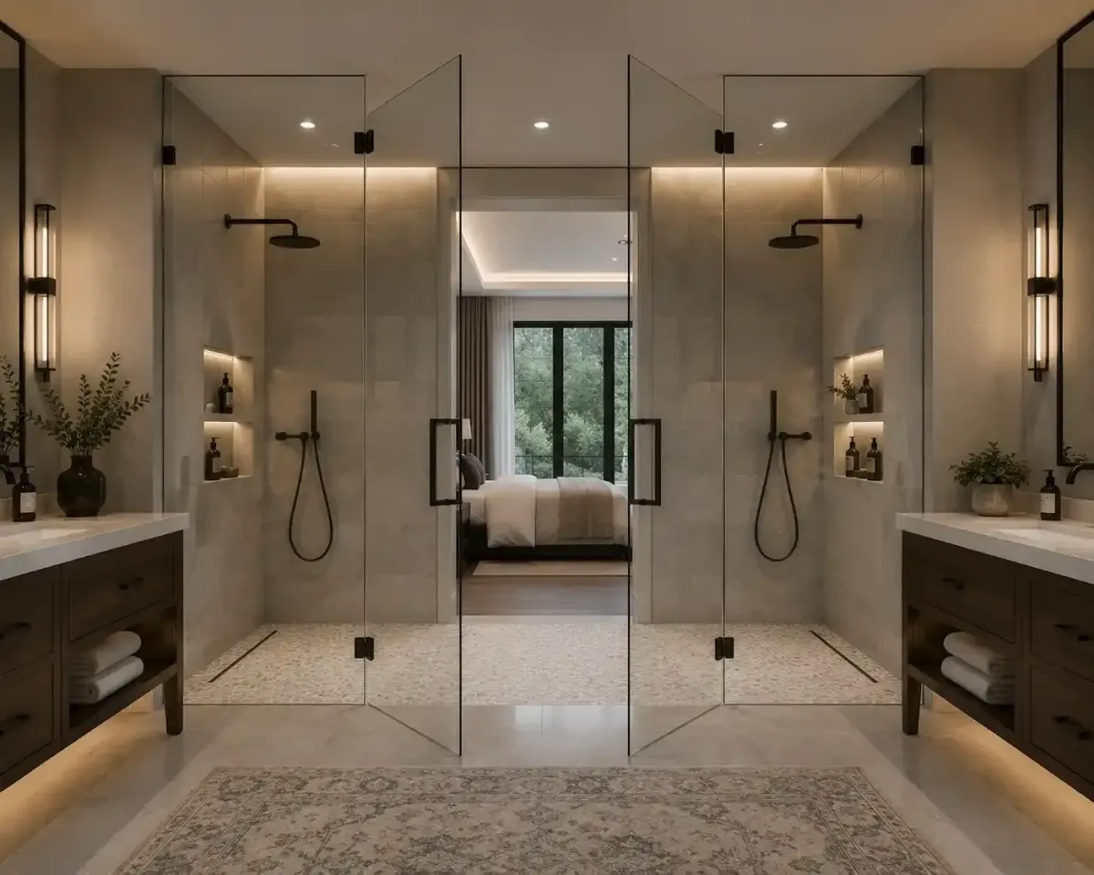 Walk-through glass shower