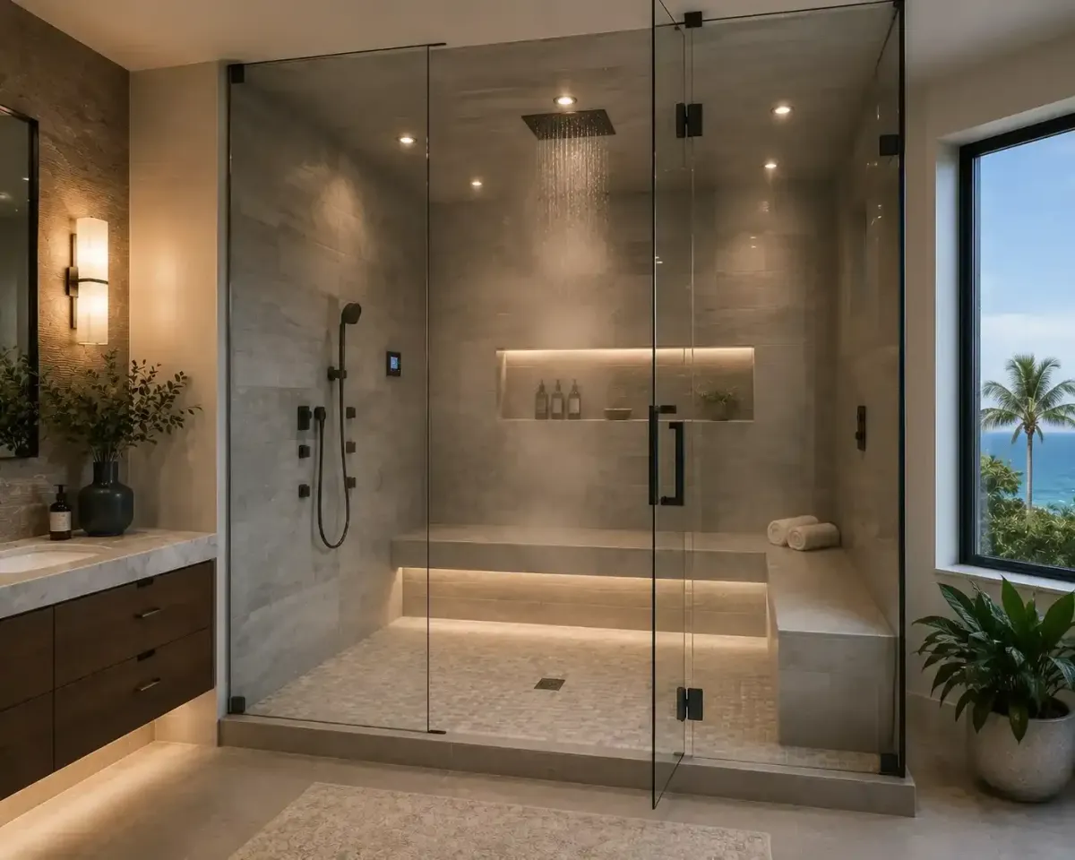 Steam shower glass in Naples