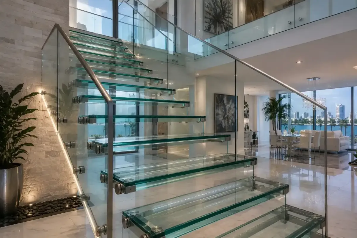 Glass staircase treads