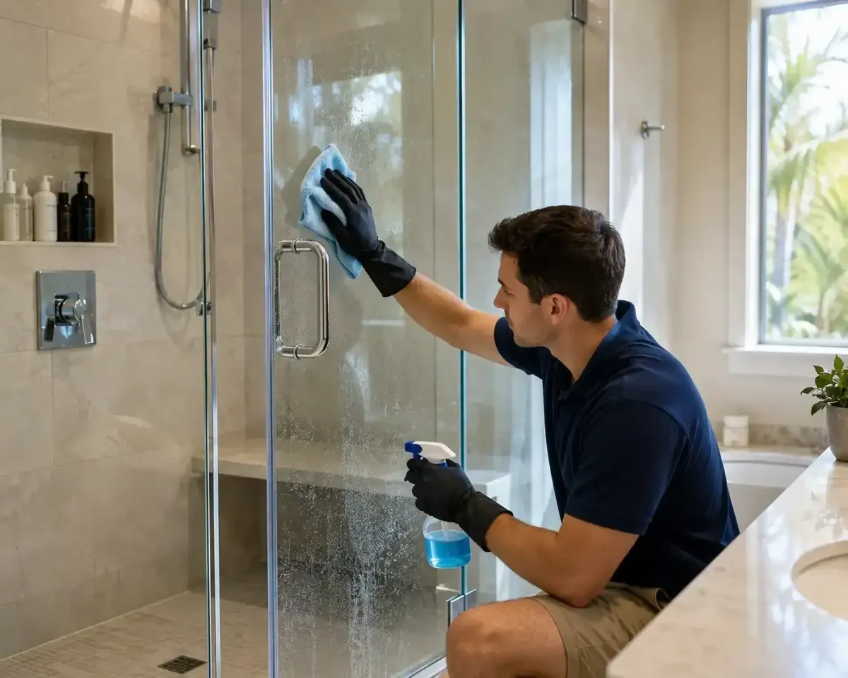 Cleaning heavy glass shower