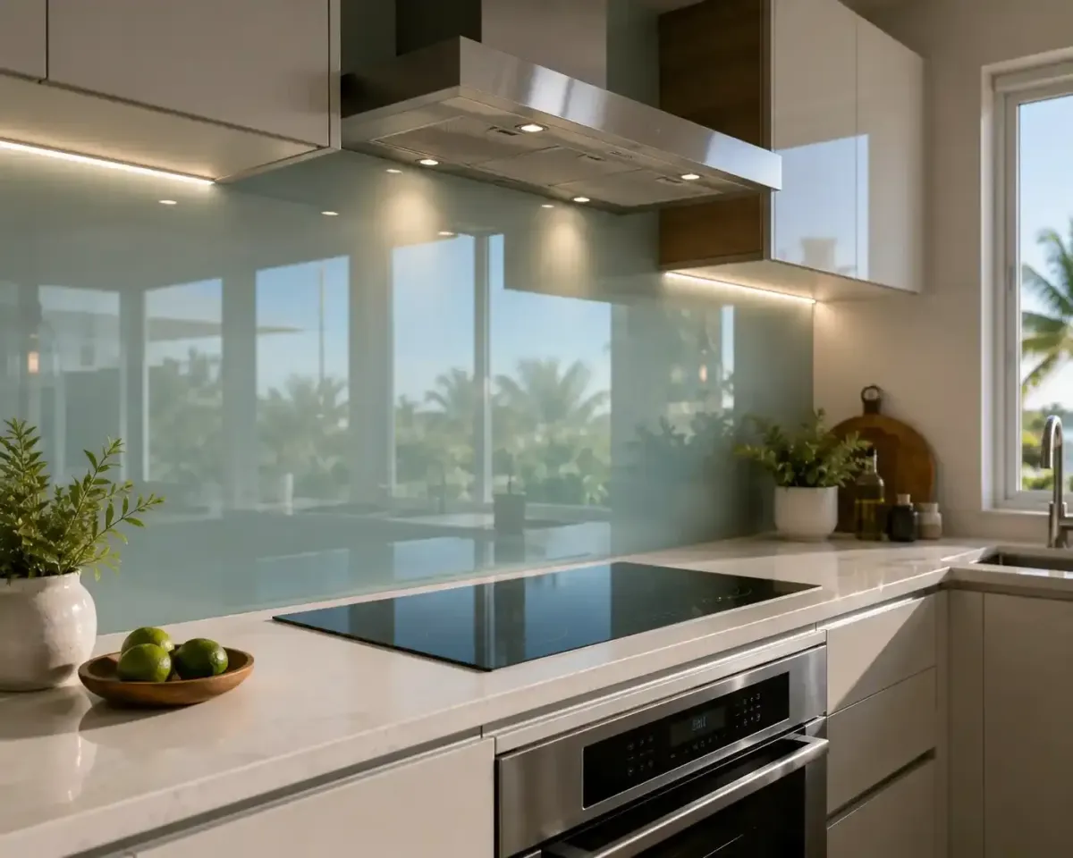 Back-painted glass backsplash