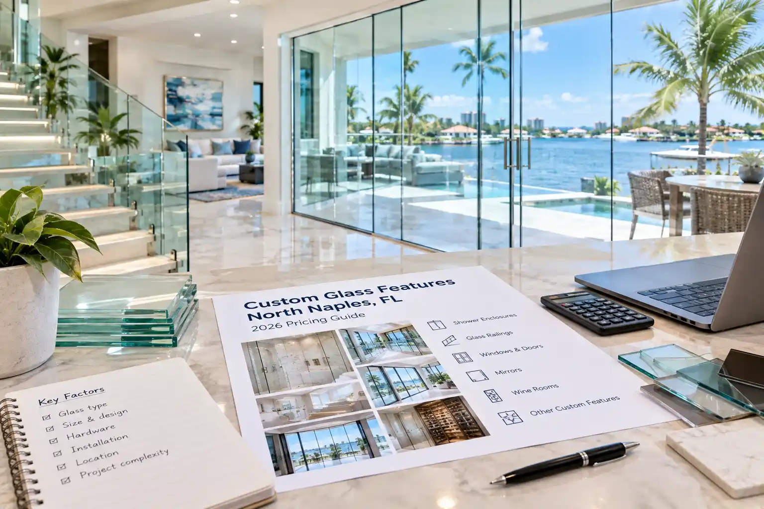 Custom glass feature cost in North Naples 
