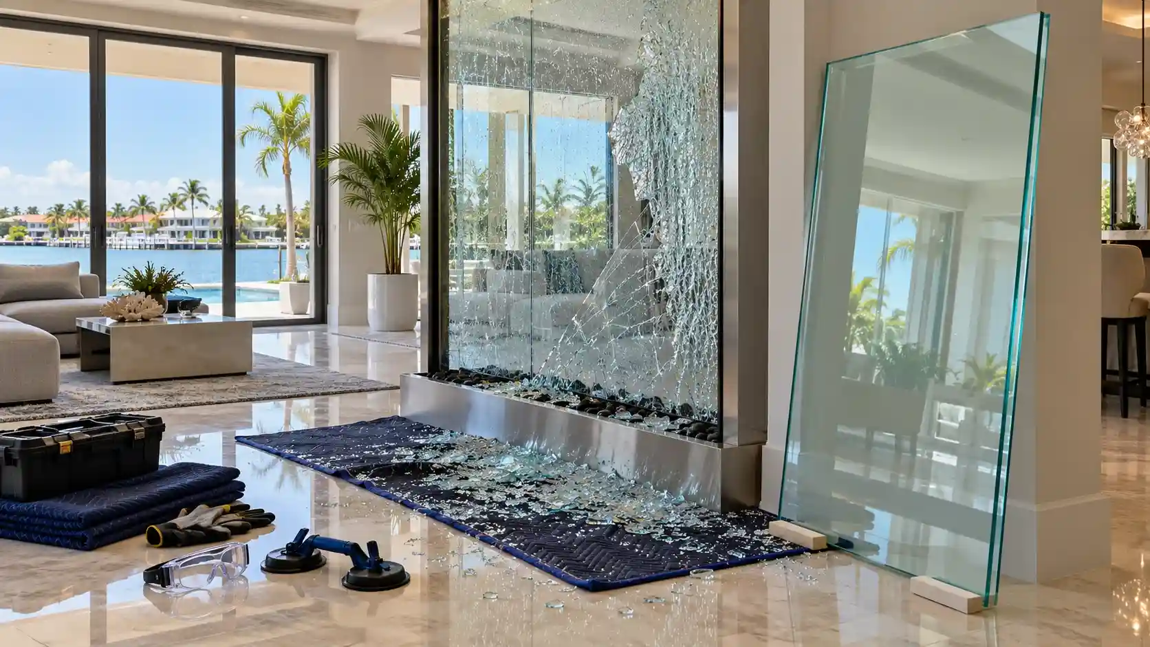 emergency custom glass feature in Fort Myers