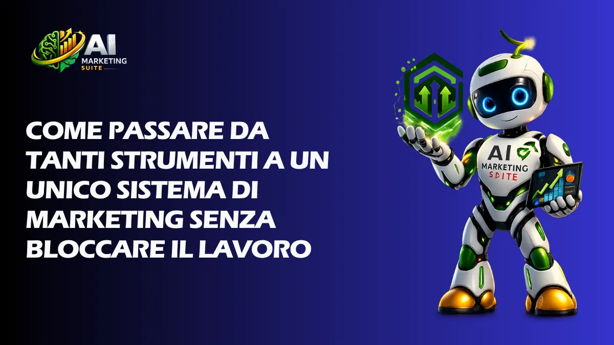 Come sostituire 10 strumenti di marketing con un unico sistema | AI Marketing Suite