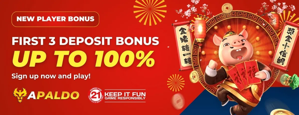 Eye-catching image highlighting the deposit bonus offered at Apaldo Casino.