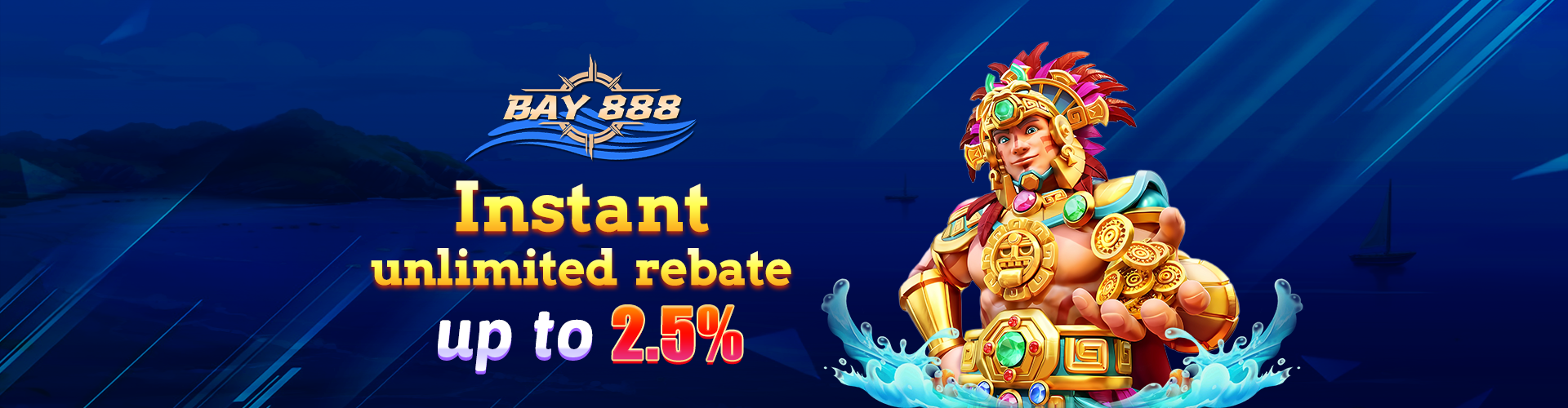 Instant Unlimited Rebate promotion at Bay888 Casino, offering players continuous cashback on losses