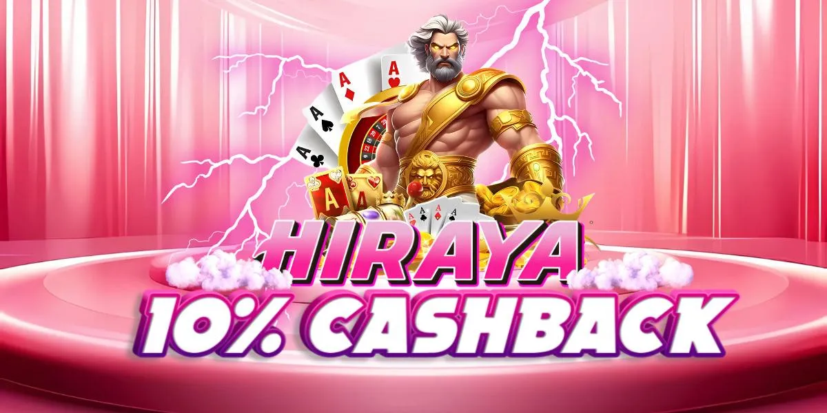 Banner promoting cashback offers at Hiraya888 Casino, offering players a percentage of their losses back for extra rewards.