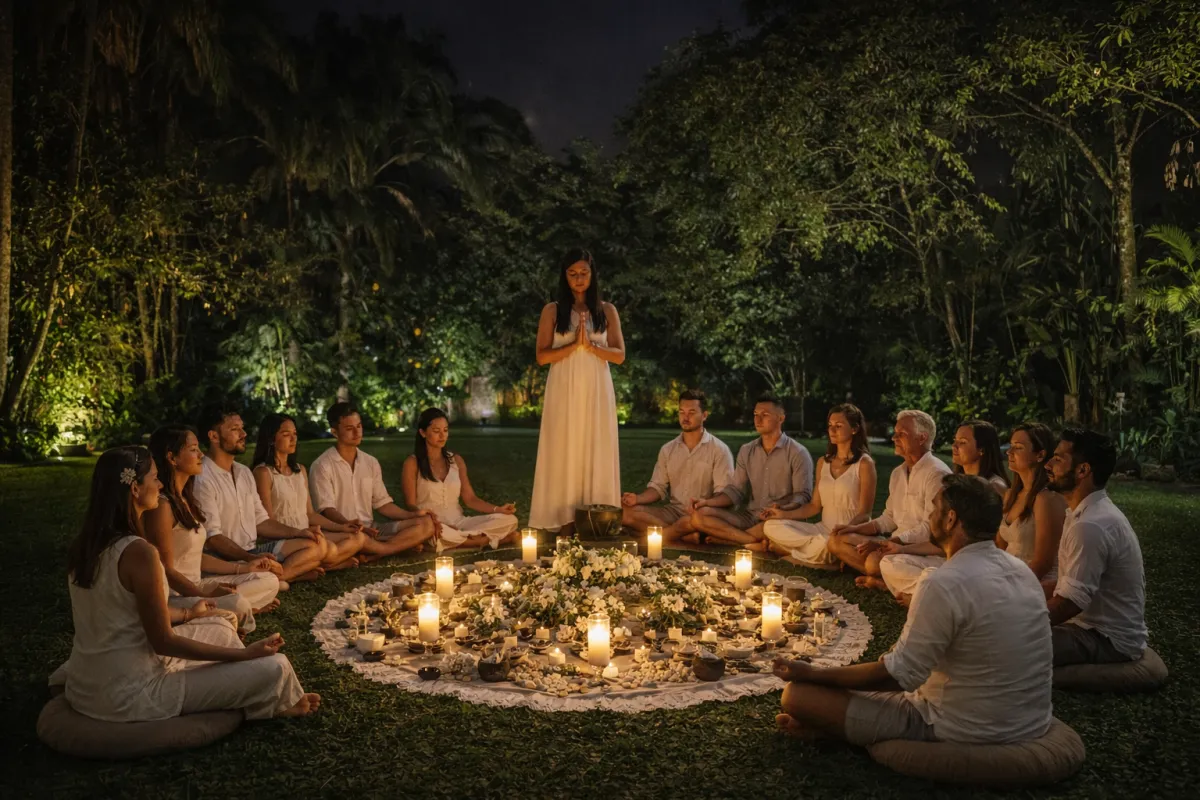 A wedding party on a balcony inside a grand building.