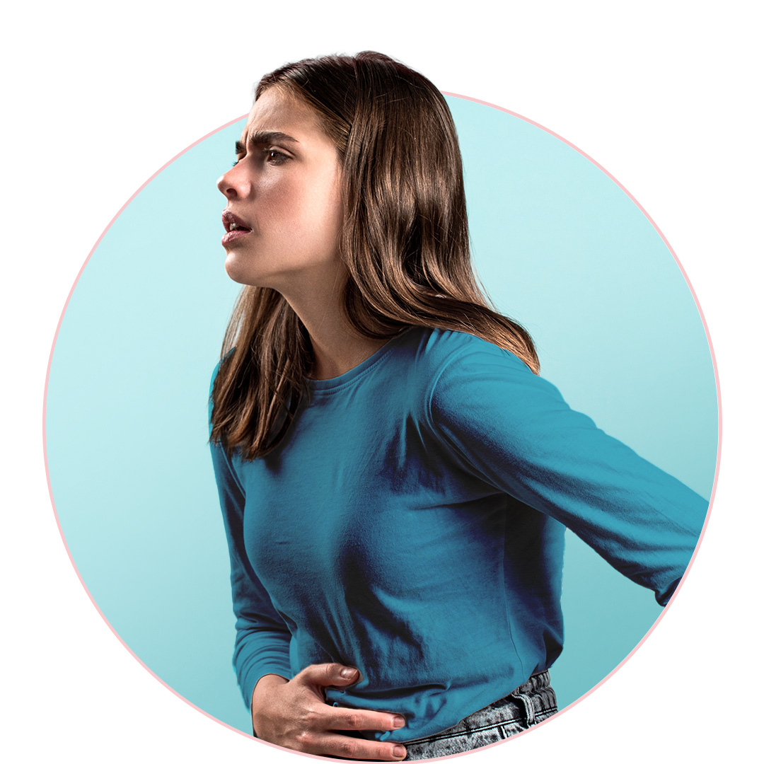 woman with hand on stomach