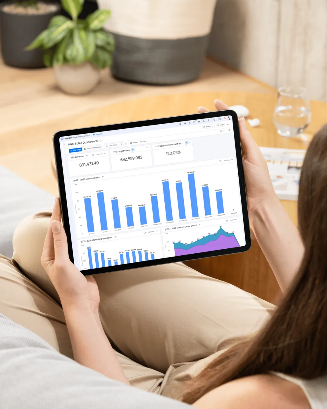 Lady holding an ipad