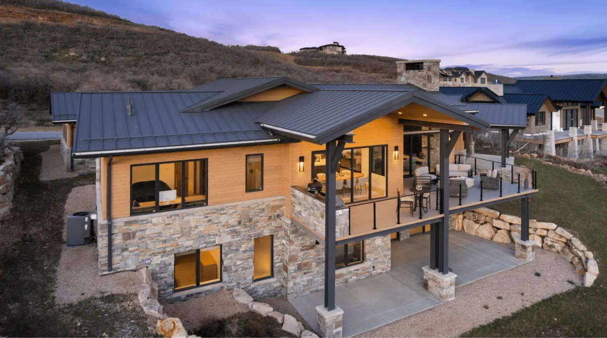 Custom stone and timber mountain home built by Jorgenson Builders