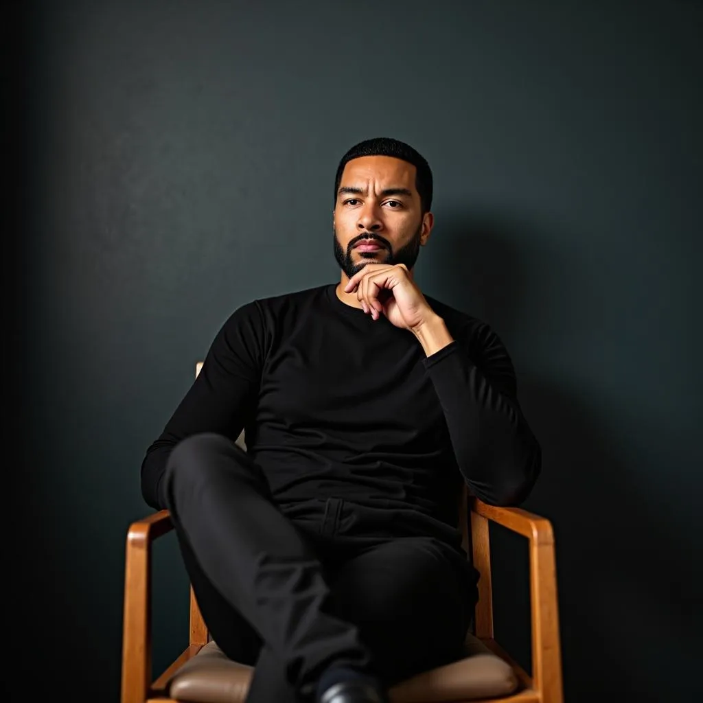 Timothy Eli in lounging in a chair