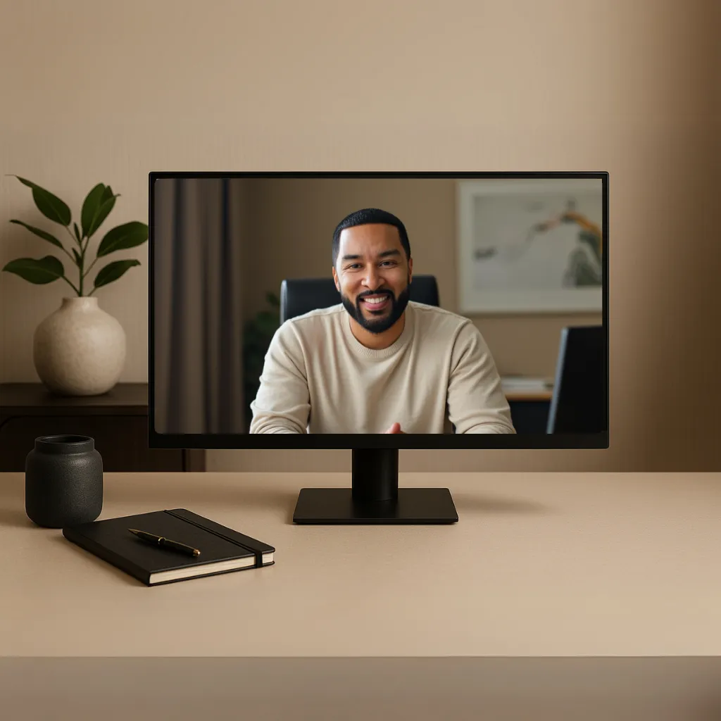 Image of Timothy Eli on a computer screen. 