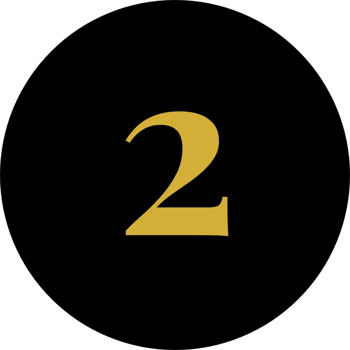 Golden two inside a black circle