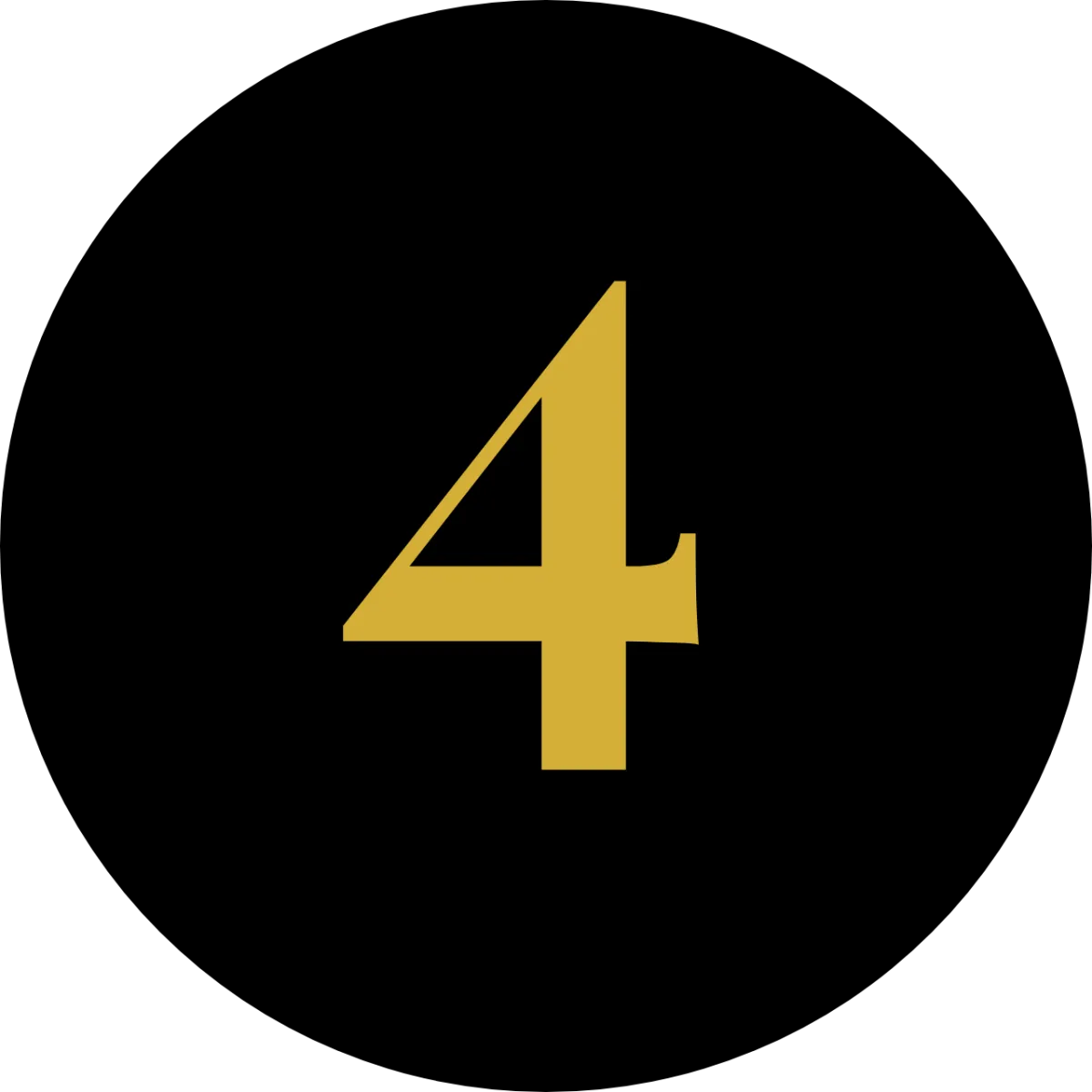 Black circle with a four in the middle