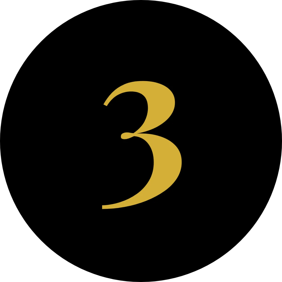 Golden three inside a black circle