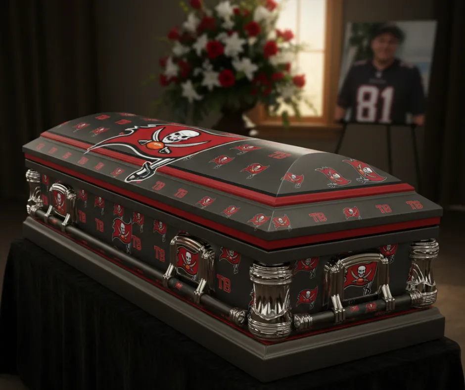 Personalized memorial casket wrap design