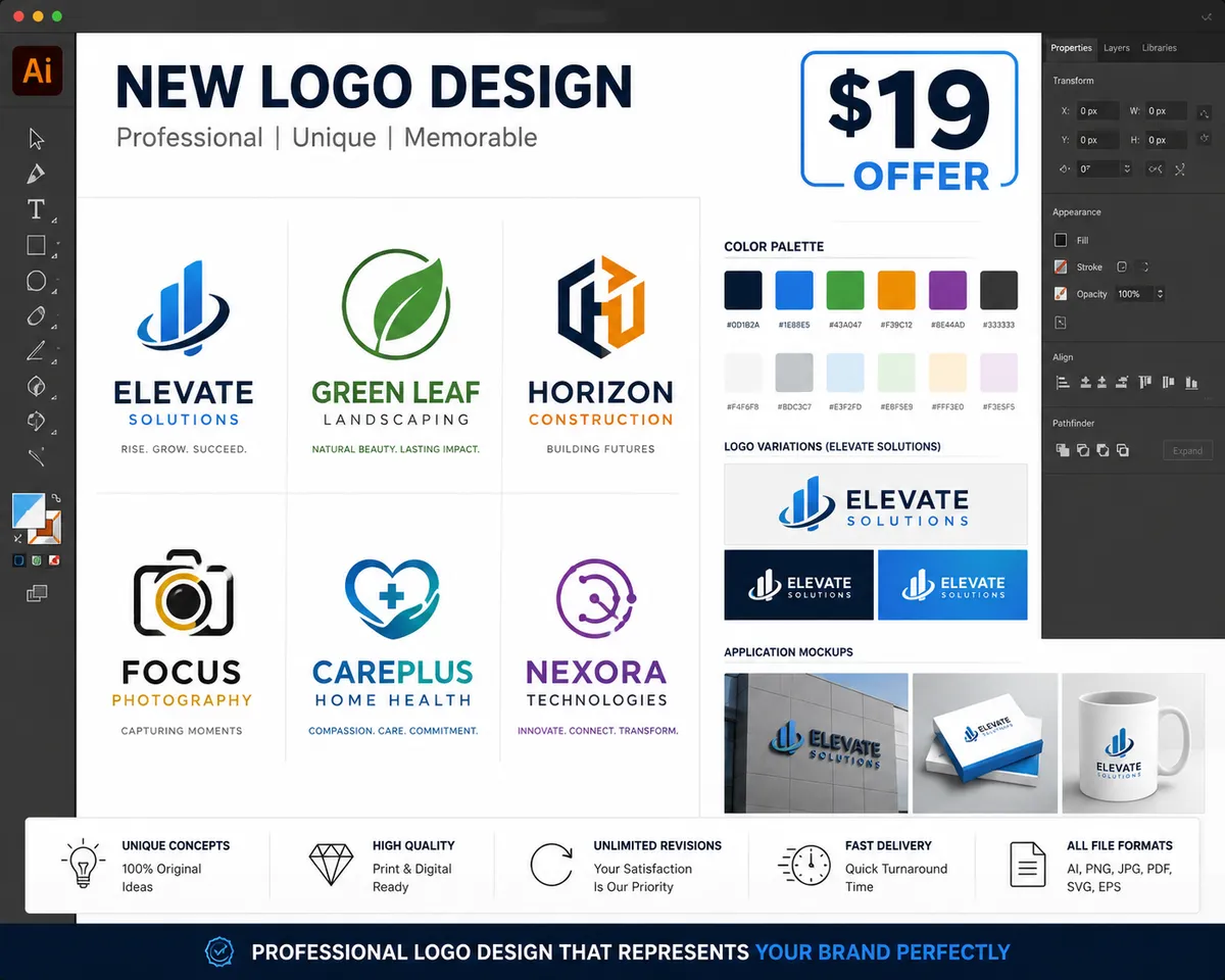 Professional logo design layout preview