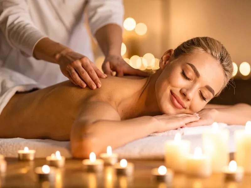 Traditional Thai massage session in Houston focusing on full body stretching and pressure techniques