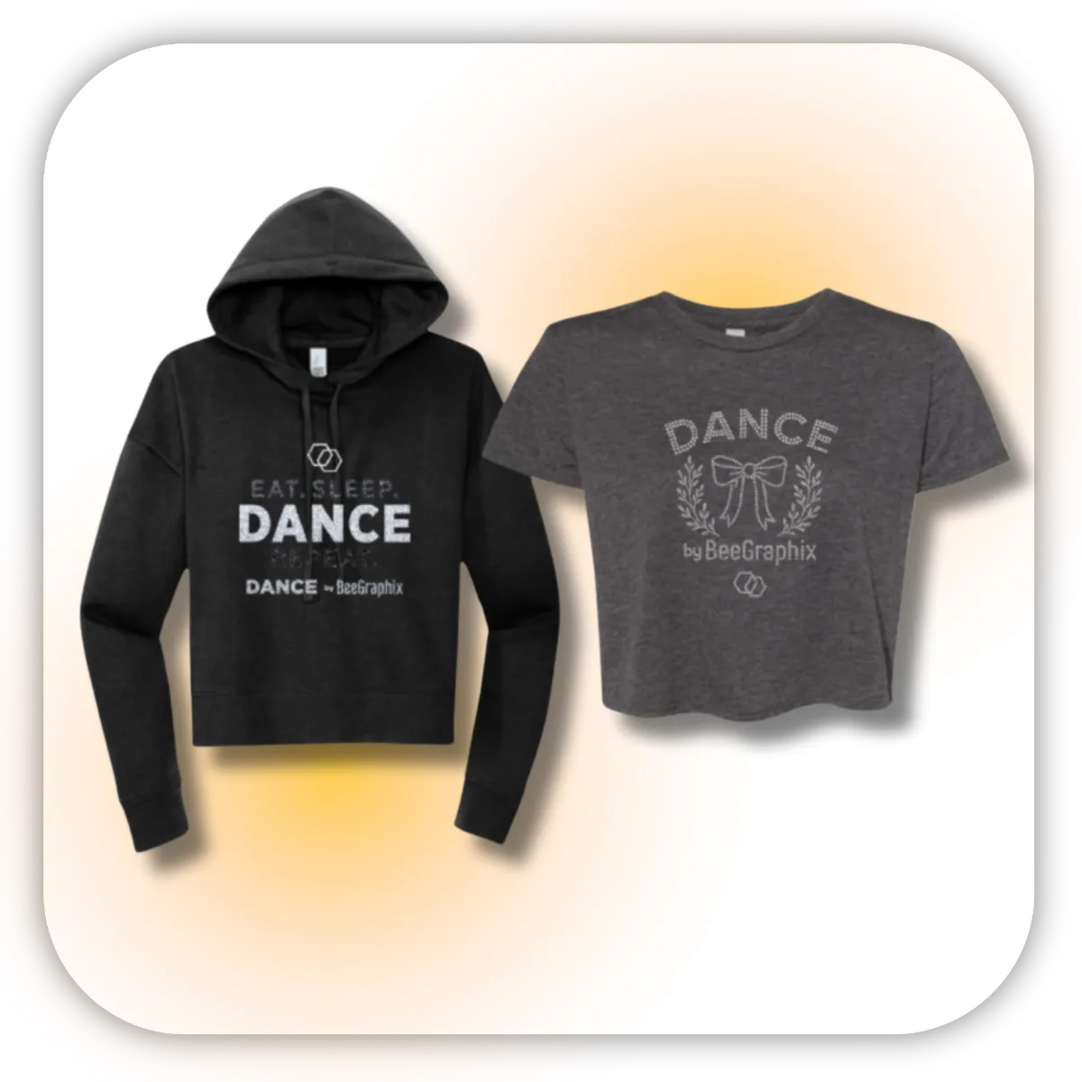 GLITTER & RHINESTONE   It's sparkle season! Dazzle with rhinestoned logos and glitter finishes that bring full glam to every rehearsal.