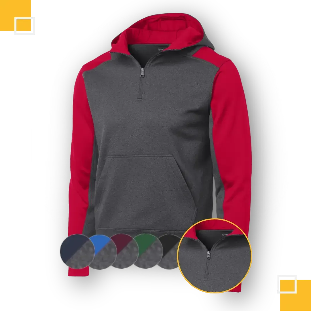 Sport-Tek® Tech Fleece Colorblock 1/4-Zip Hooded Sweatshirt