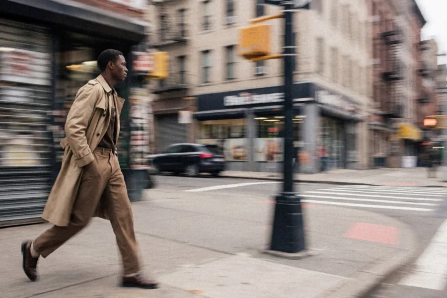 Man walking across the road 