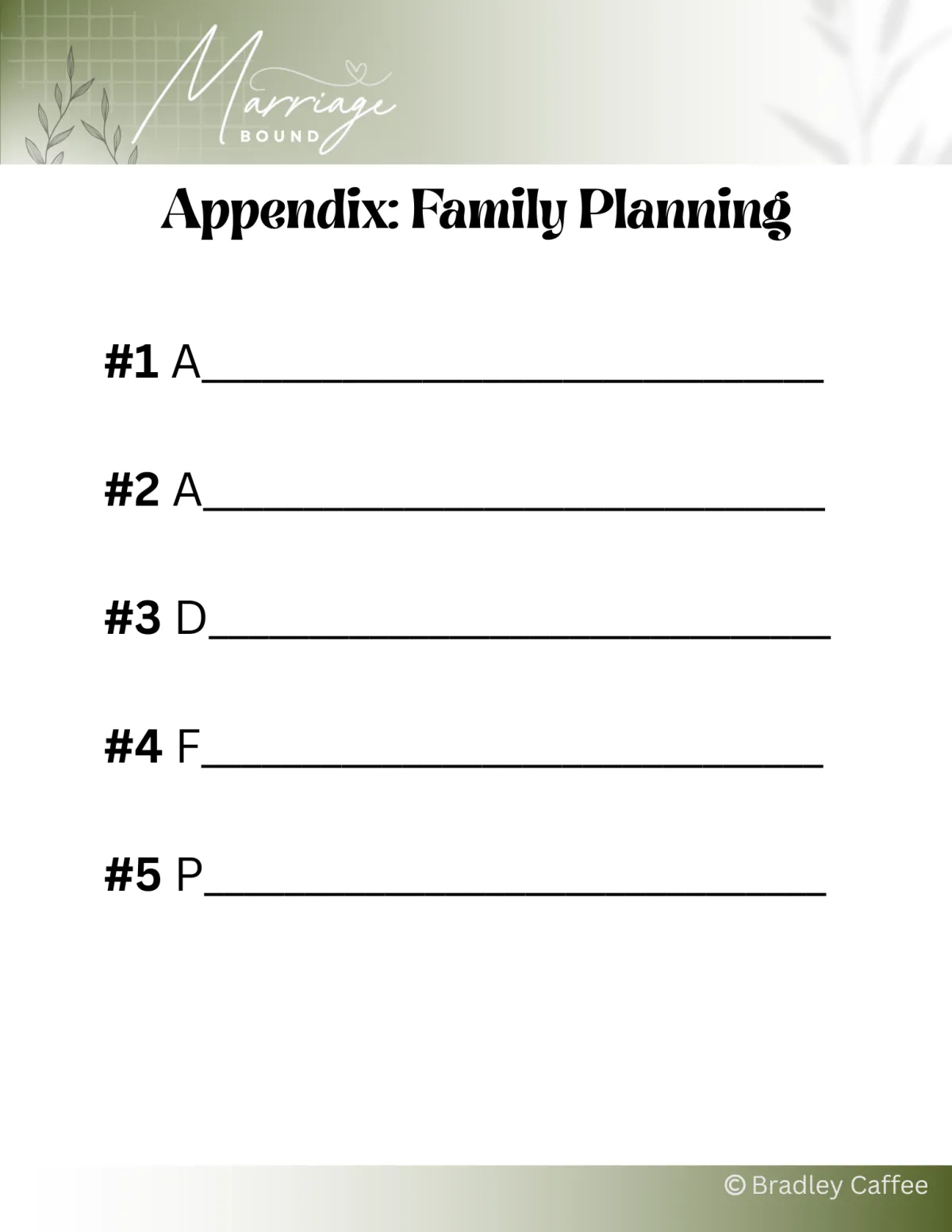 Marriage Bound Appendix Page
