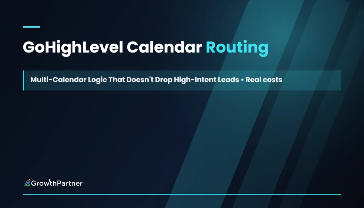 GoHighLevel Calendar Routing: Multi-Calendar Logic That Doesn't Drop High-Intent Leads — HL Growth Partner, Dr Priya Jaganathan