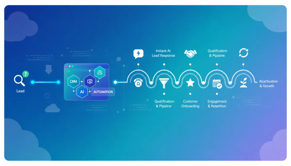 Illustration of AI-powered customer journey automation process