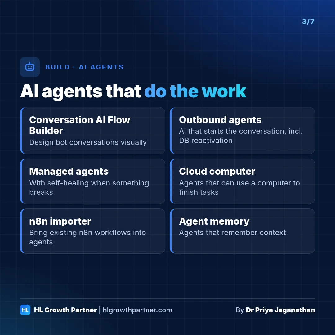 LevelUp 2026 AI agents: Conversation AI flow builder, outbound agents, Managed Agents, cloud computer, n8n importer and agent memory