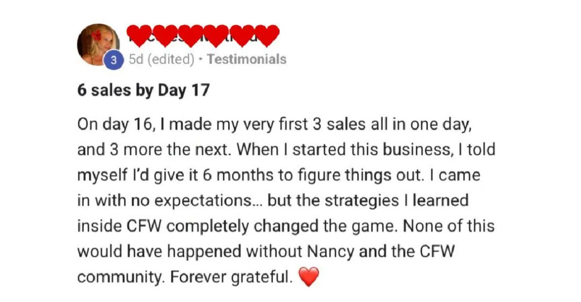 CFW testimonial