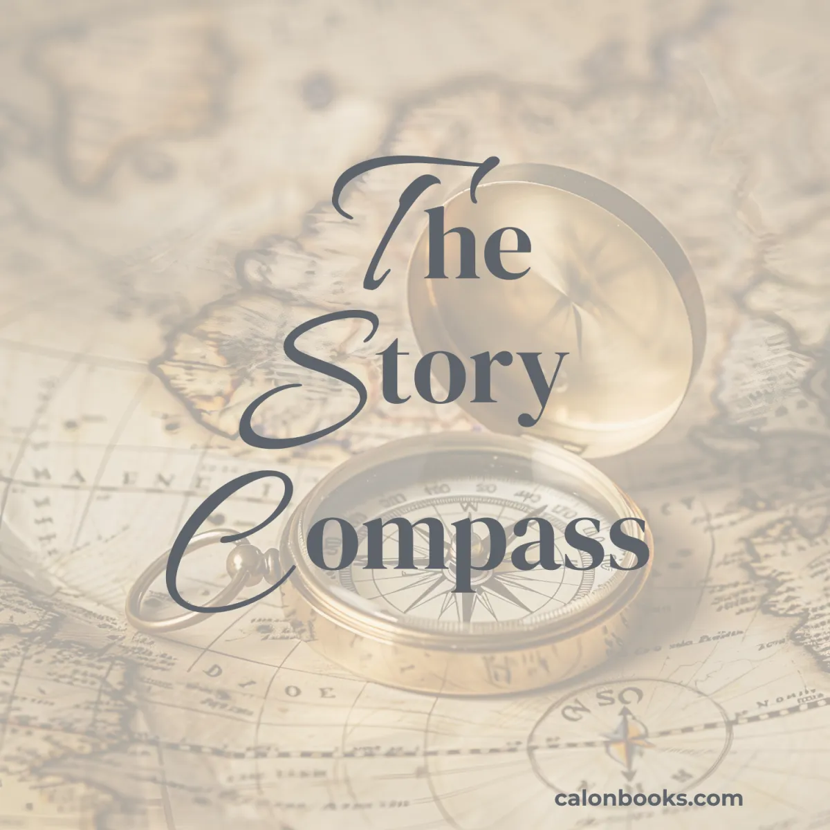 Vintage compass on an old map representing finding the direction of a romance story.