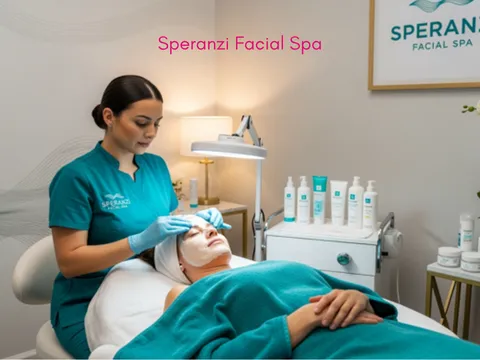 woman i's is getting a facial at Speranzi Facial