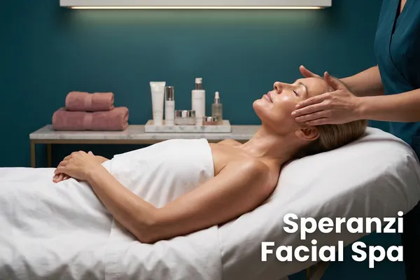 Woman enjoying her facial at Speranzi Facial Spa 