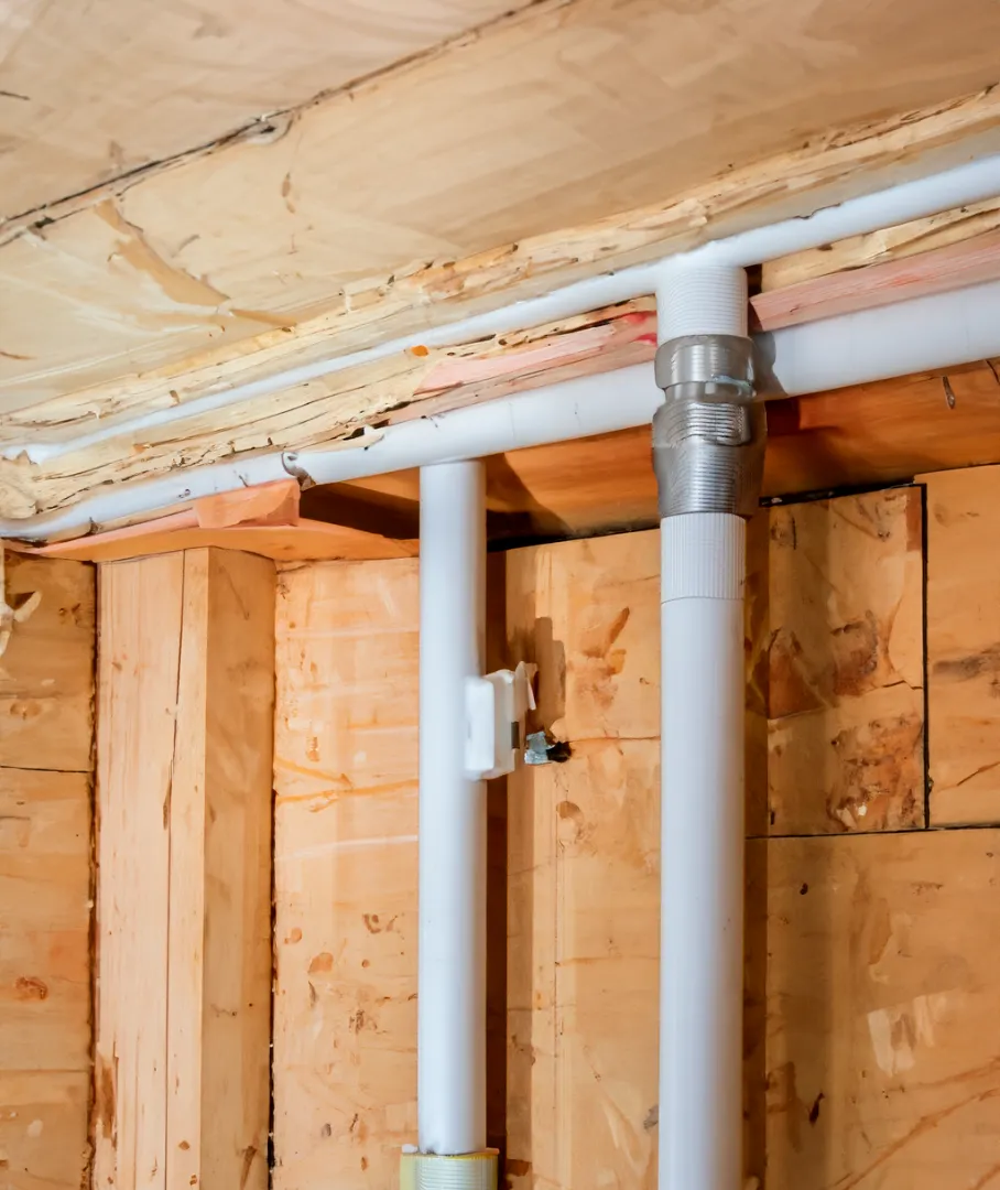 Plumbing installation in a new house construction