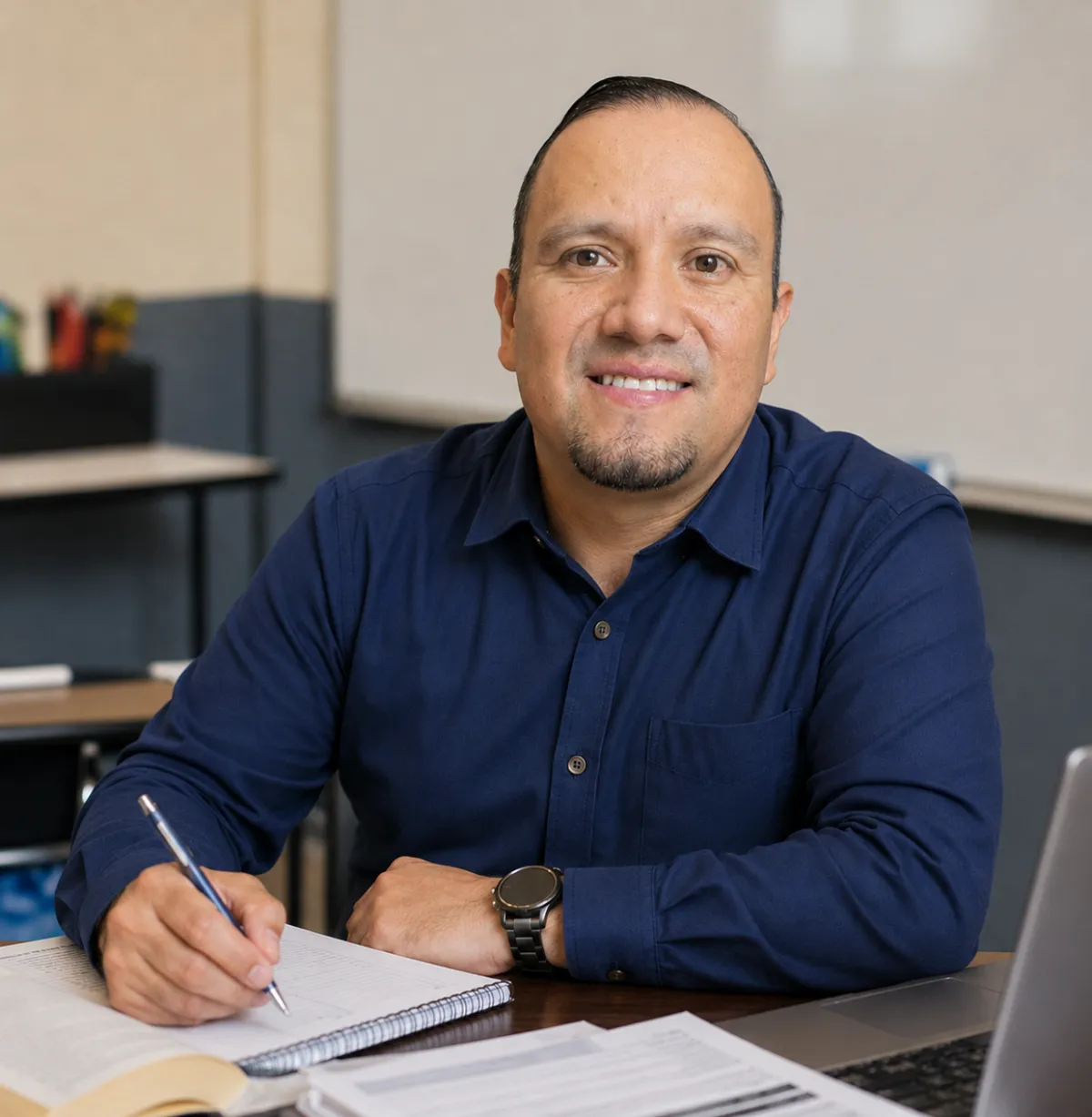 Arturo Figueroa en el salón de clases