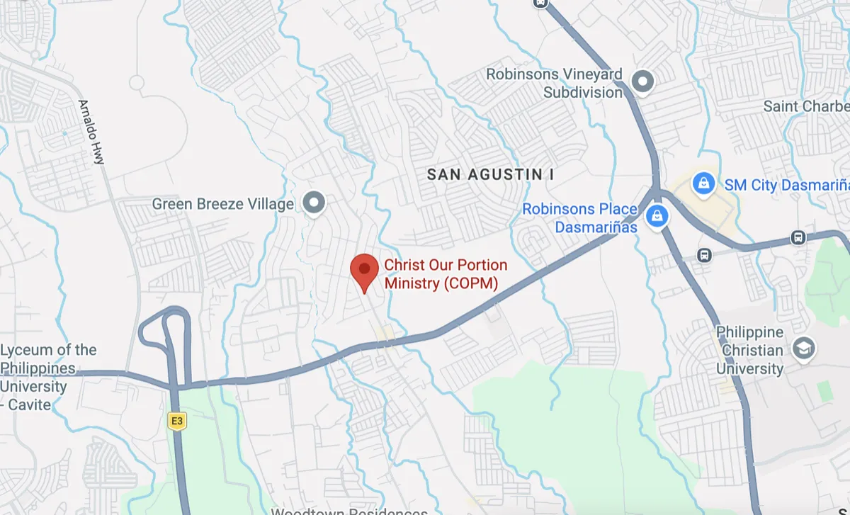 Map showing location of Christ Our Portion Ministry in Langkaan 2, Dasmarinas