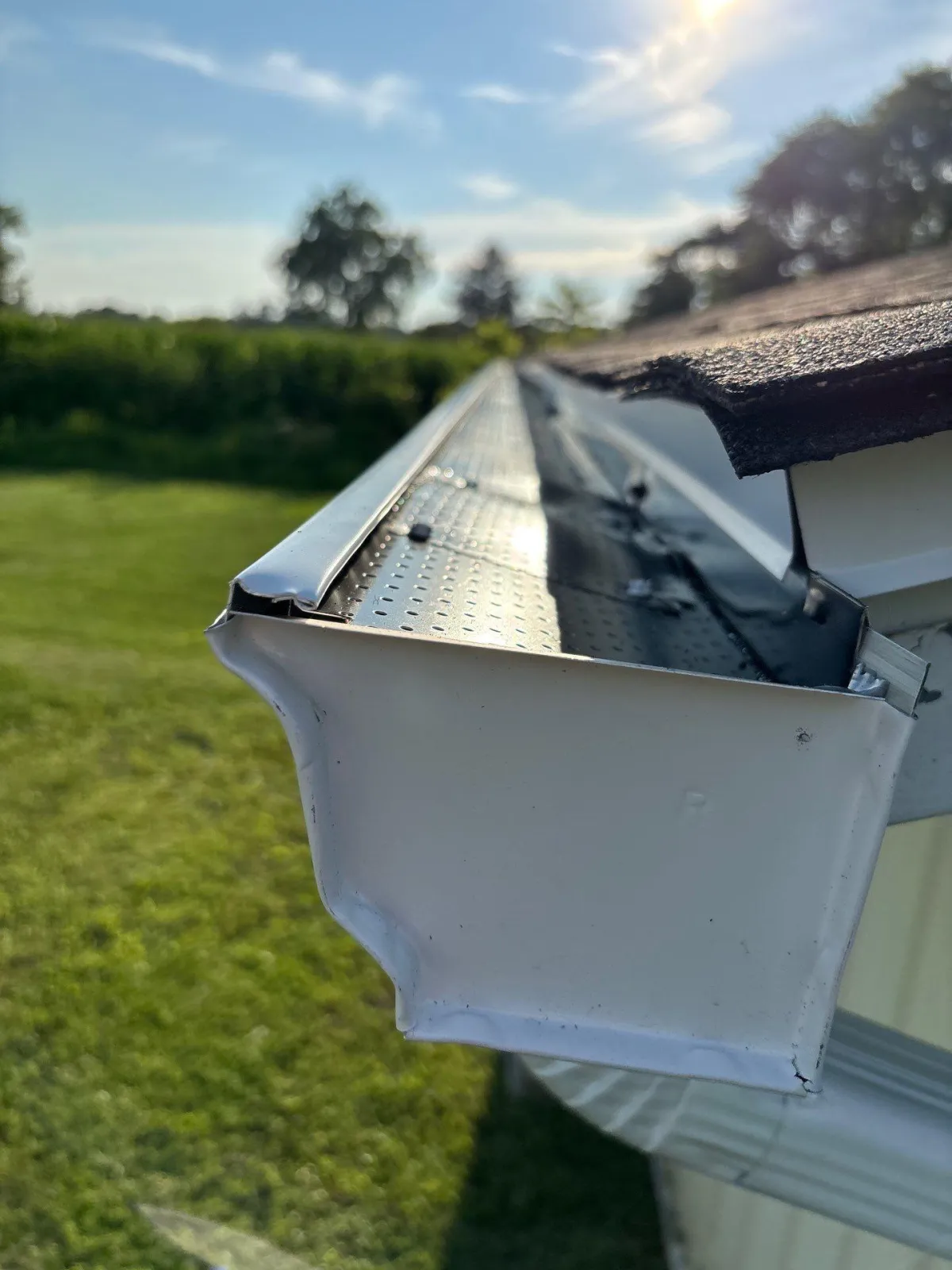 New gutters installed on large commercial building