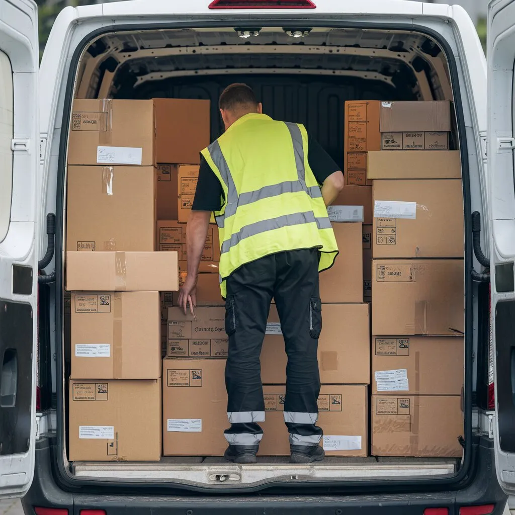 RoadRunner driver loading van with freight