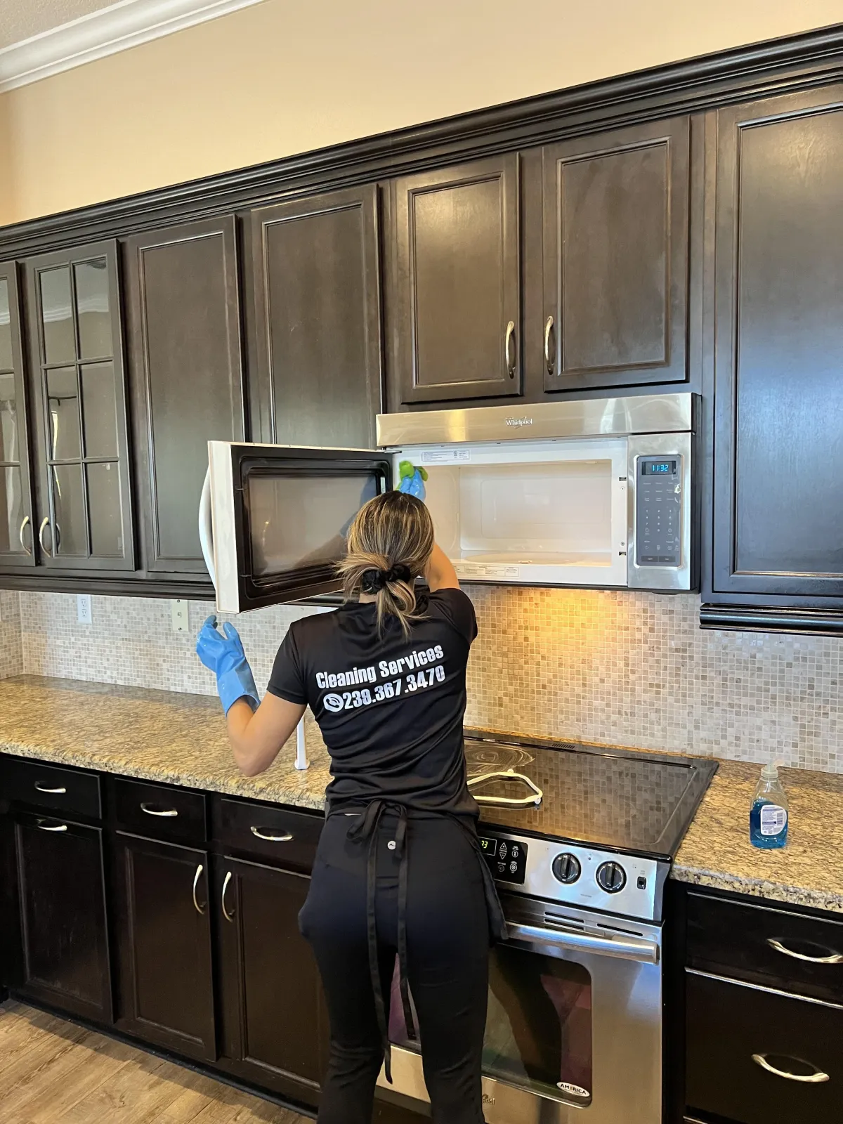 Puroshine professional cleaner deep cleaning a seasonal rental property in Collier county