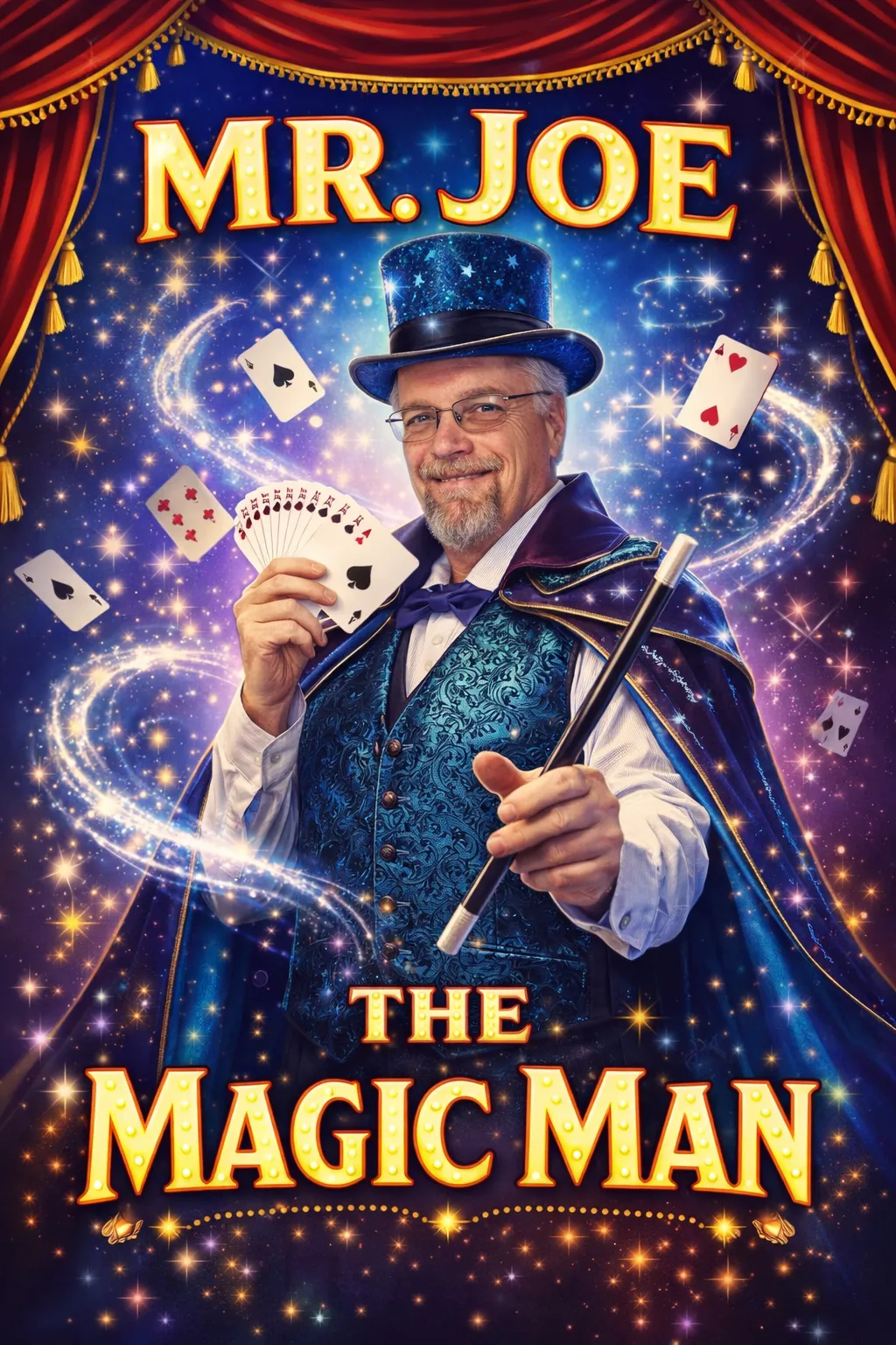 The Magic Man performing in front of a laughing audience