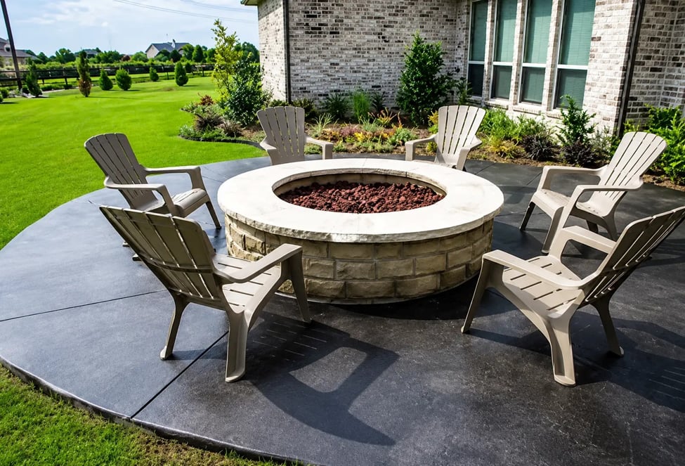 Modern outdoor fire pits and fireplaces for backyard patio living spaces