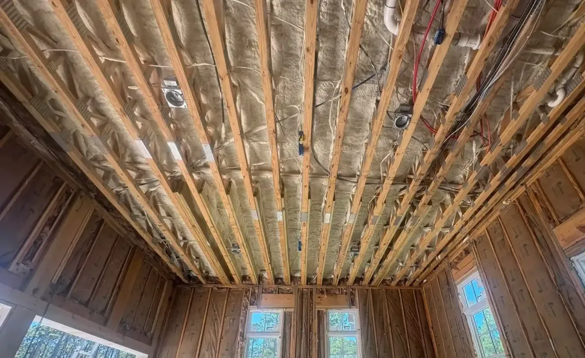 Old insulation removed from ceiling to prep for upgrade in Panama City FL by Blue Line Insulation