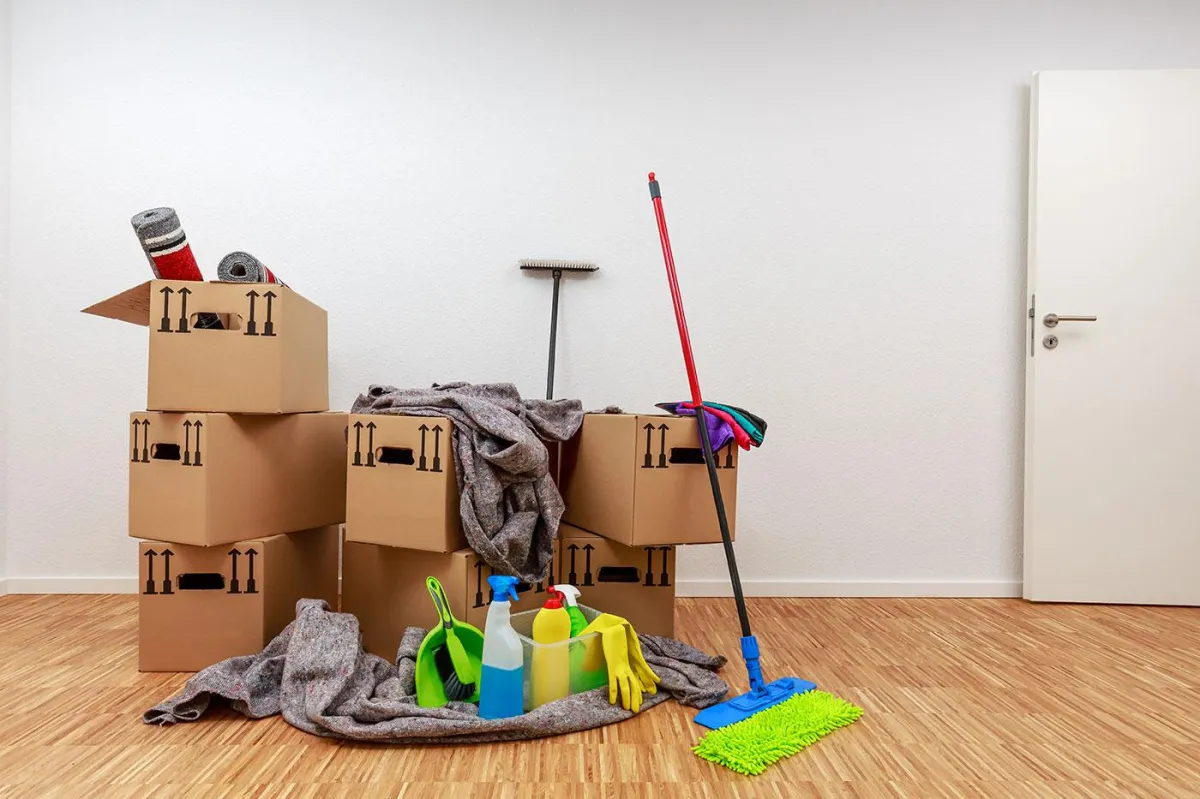 Young girl vacuuming a striped rug in a living room.