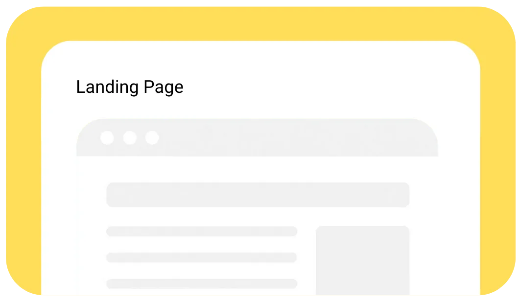 Simple graphic outlined in yellow of Premium landing page builds